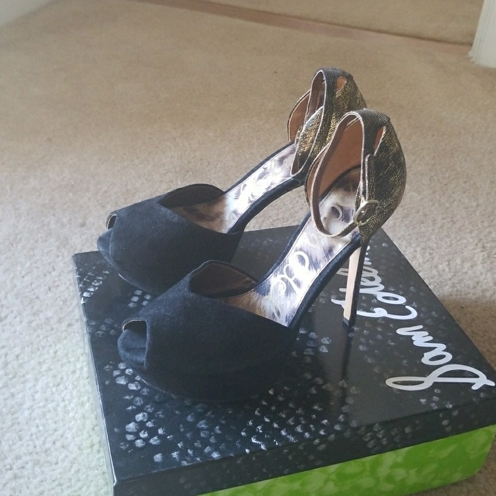 Marina black suede platforms